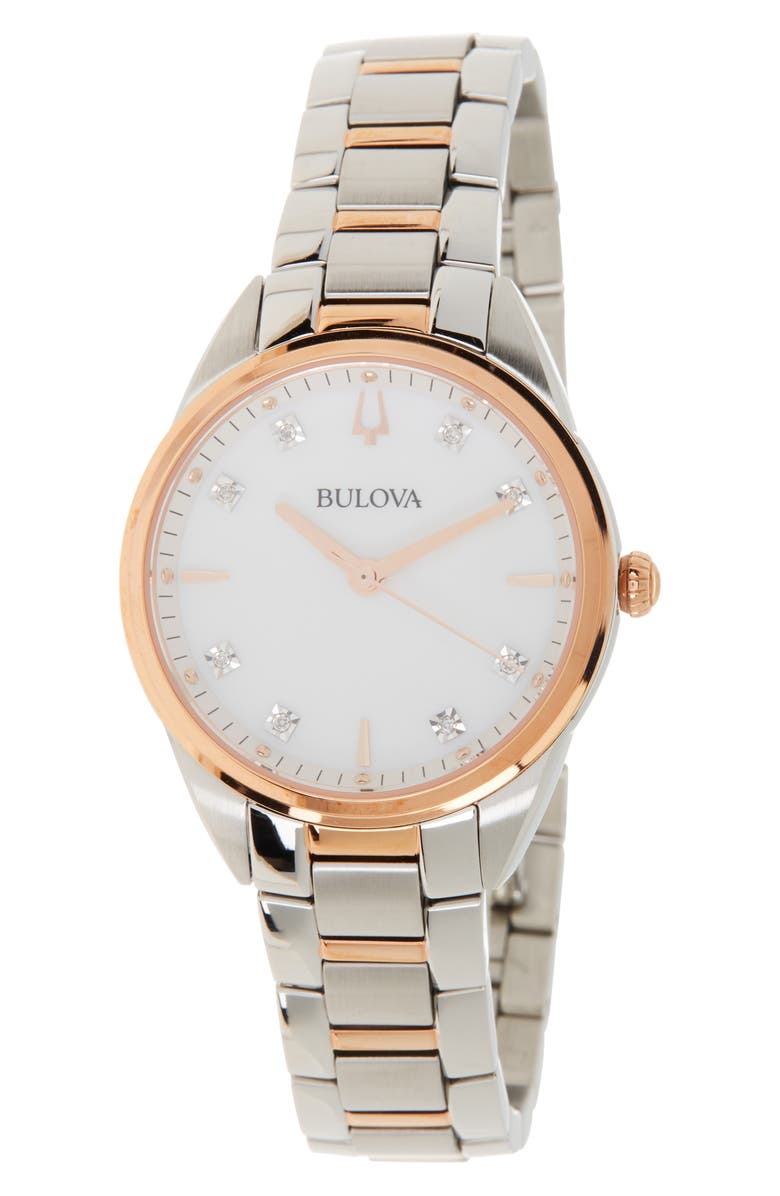 BULOVA Women's Diamond Dial Bracelet Watch, 32.5mm - 0.0228, Main, color,