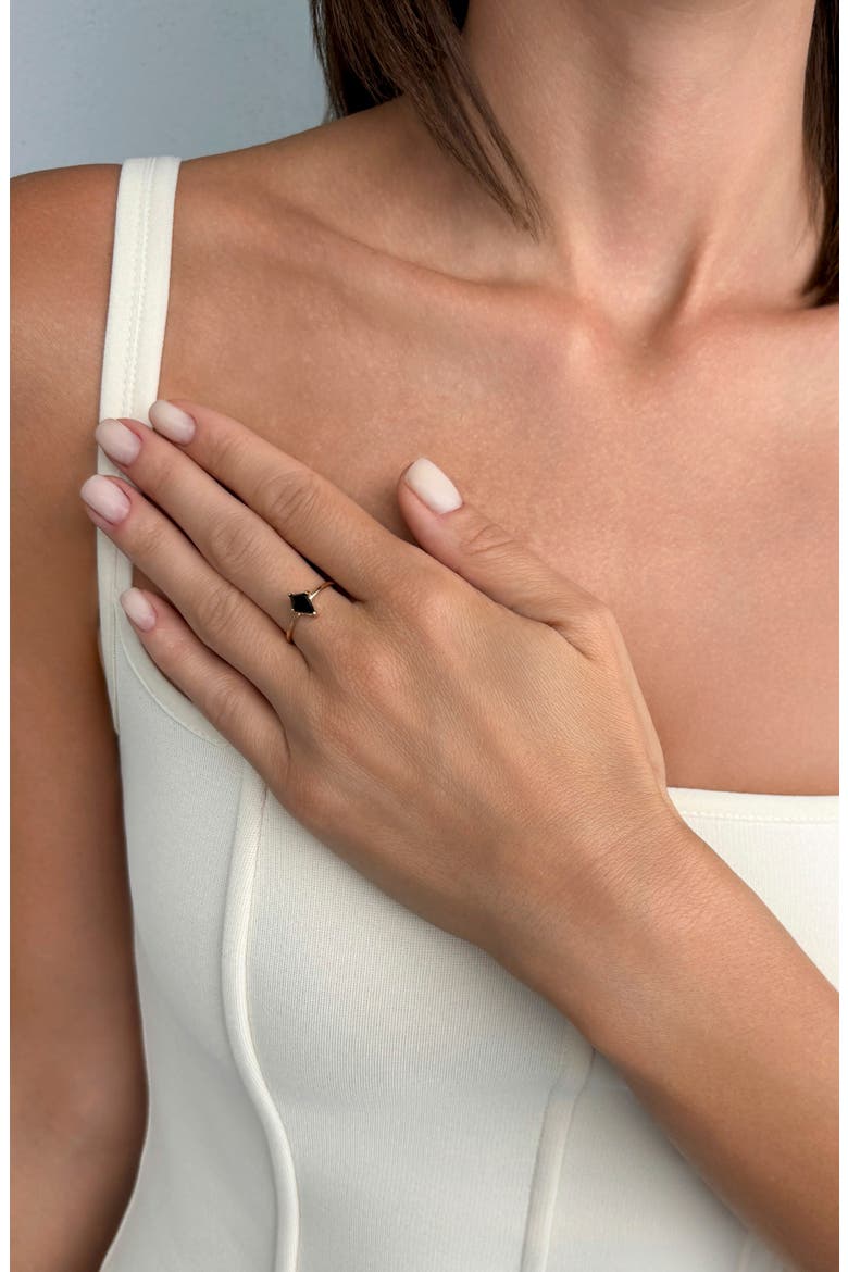 14k Gold Plated Onyx Kite Ring, Alternate, color, GOLD/ BLACK