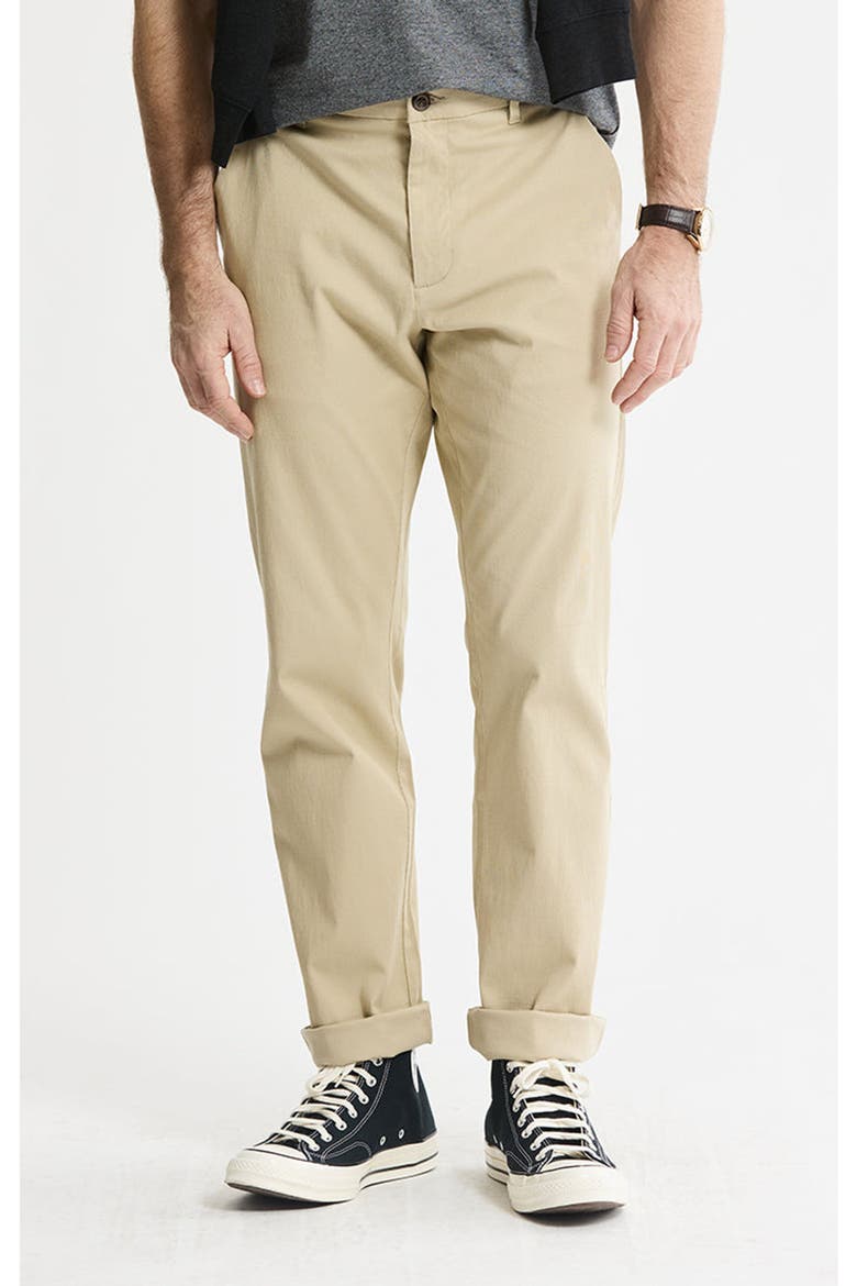 Cotton Silk Blend Stretch Chino Pants, Main, color, Khaki