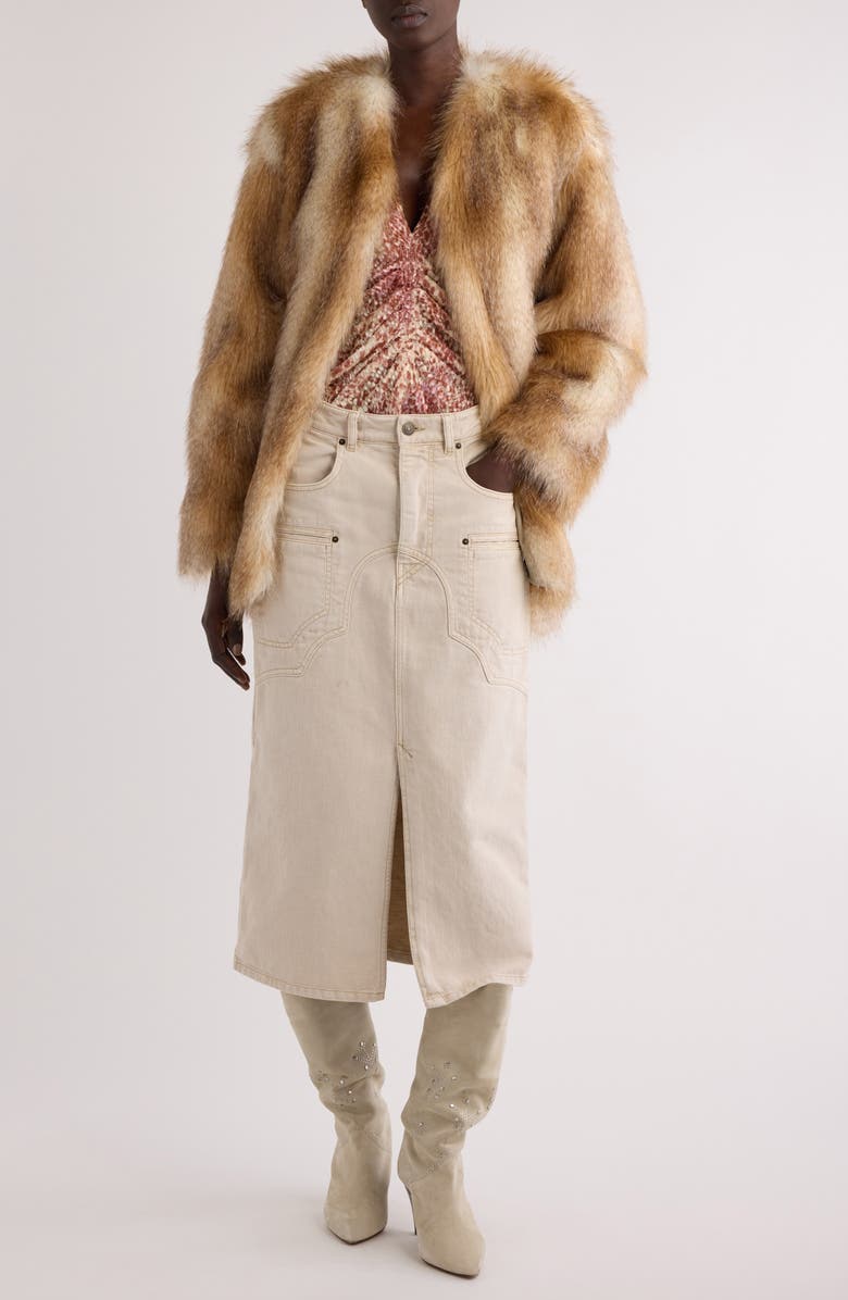 Isabel Marant Britt Denim Midi Skirt, Alternate, color, Ecru