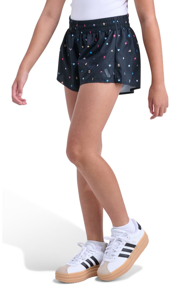 Kids' Print Activewear Shorts, Alternate, color, BLACK W/ PINK