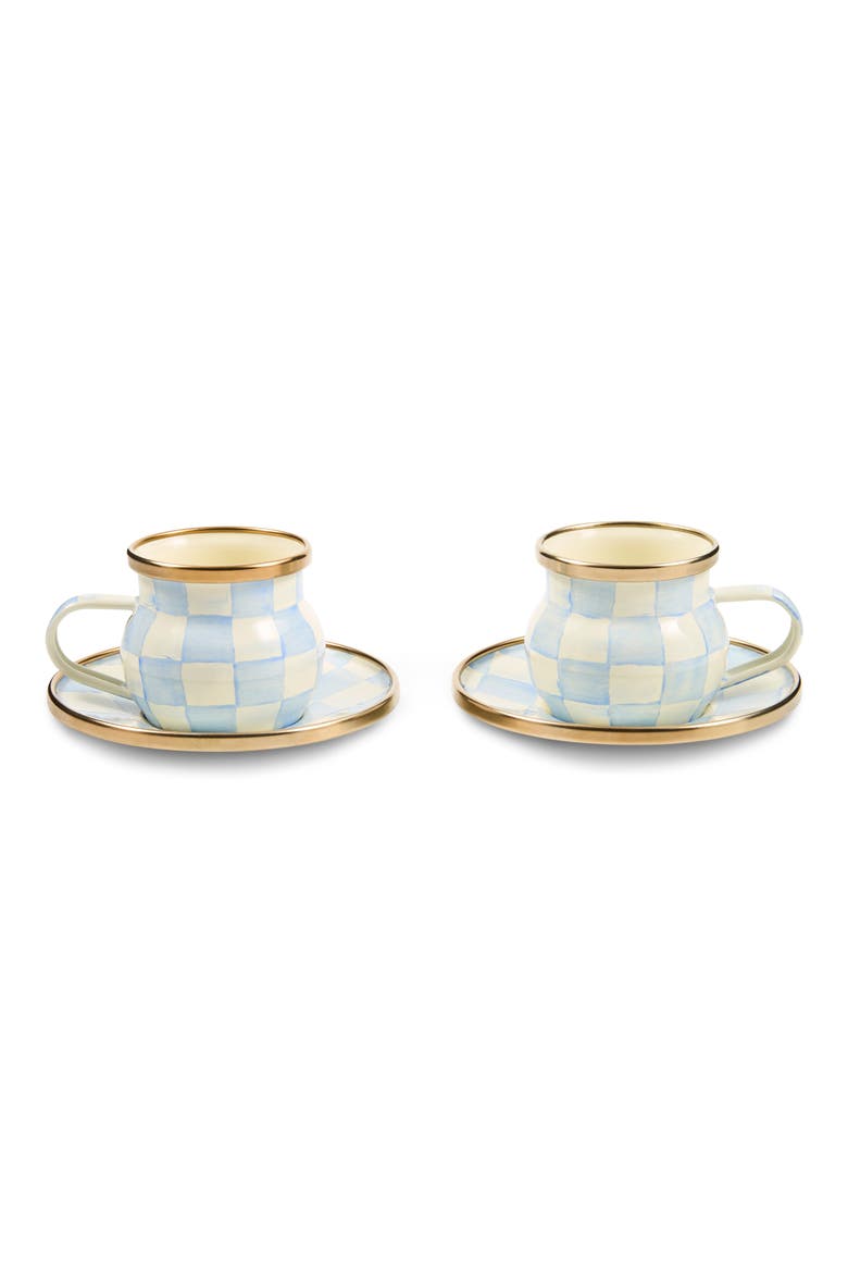Sky Check Espresso Cup & Saucer Set, Main, color, BLUE