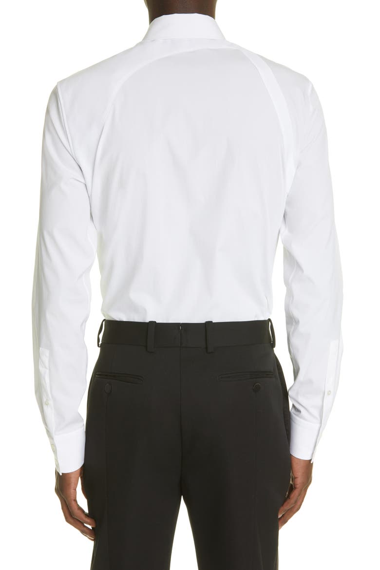 Alexander McQueen Harness Stretch Poplin Men's Button-Up Shirt, Alternate, color, WHITE MUTLI