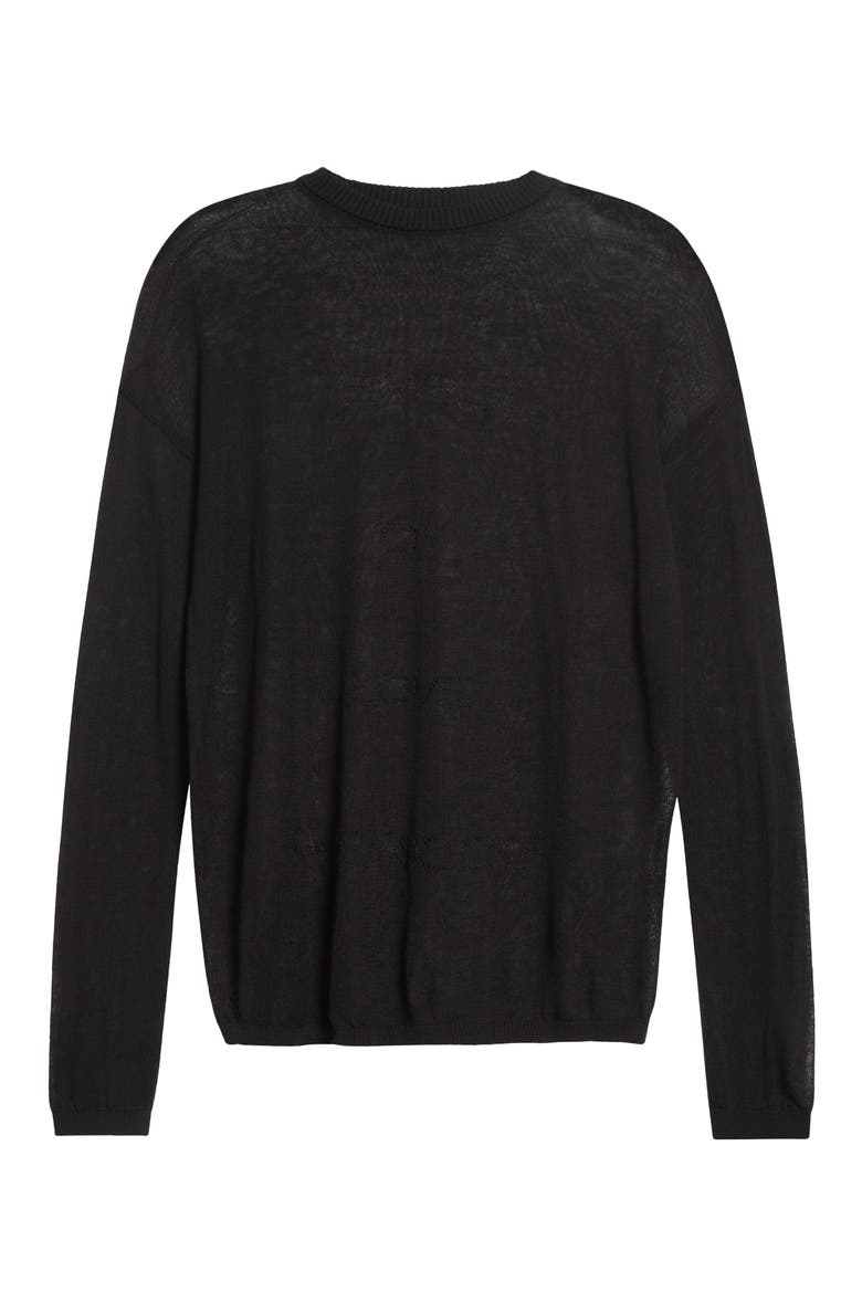 Temple Rivet Sheer Virgin Wool Sweater, Alternate, color, BLACK