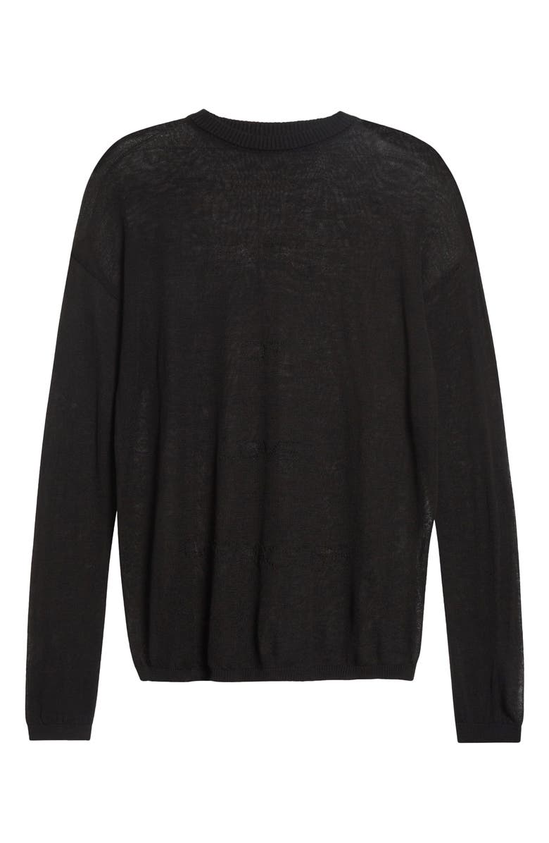 Rick Owens Temple Rivet Sheer Virgin Wool Sweater, Main, color, Black