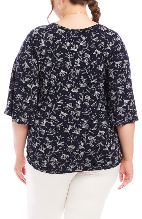 Karen Kane Floral Flare Sleeve Pick-up Top In Print