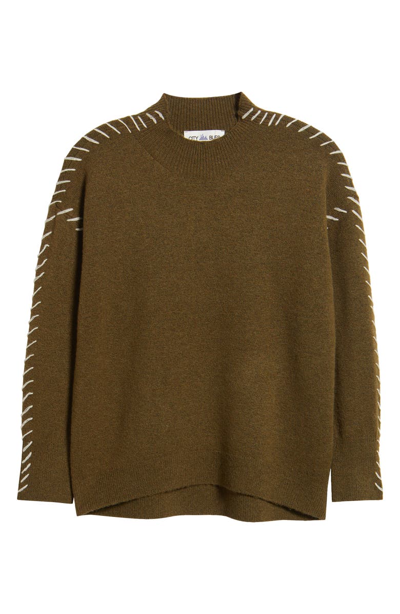 CITY BLUES Lutetia Relaxed Whipstich Sweater, Alternate, color, Olive