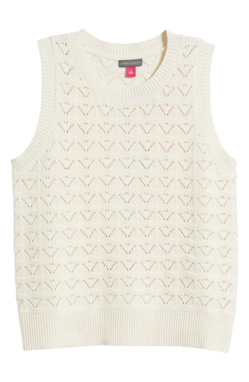VINCE CAMUTO VINCE CAMUTO POINTELLE COTTON BLEND SLEEVELESS SWEATER 