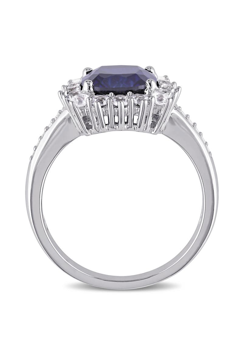 Created Sapphire & Diamond Halo Ring, Alternate, color, Lab-Created Sapphire