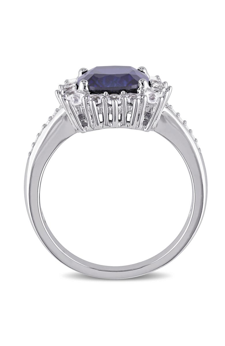 Julianna B. Created Sapphire & Diamond Halo Ring, Alternate, color, Lab-Created Sapphire