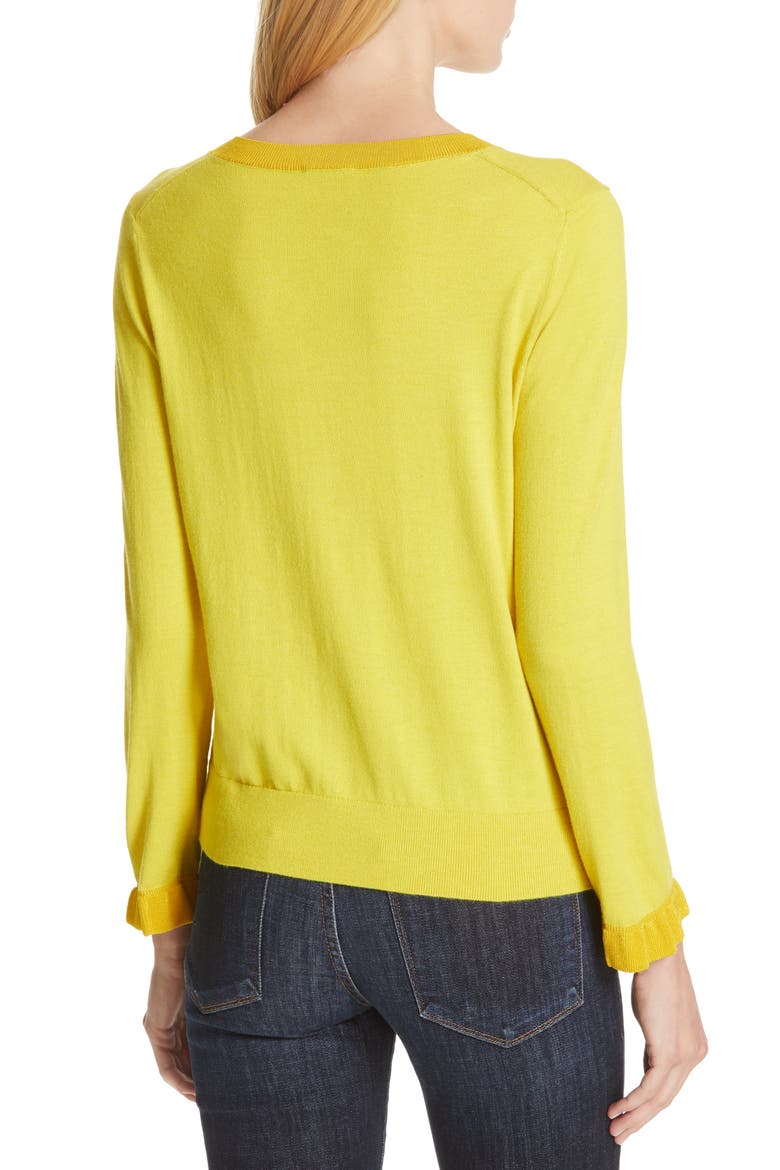 ruffle cardigan, Alternate, color, CHARTREUSE
