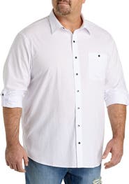 True Nation by DXL Big & Tall Washed Oxford Rolled-Sleeve Sport Shirt