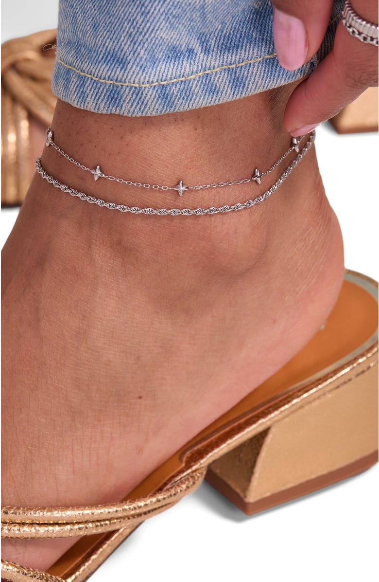 Alex and Ani Star Chain Anklet, Alternate, color, Silver