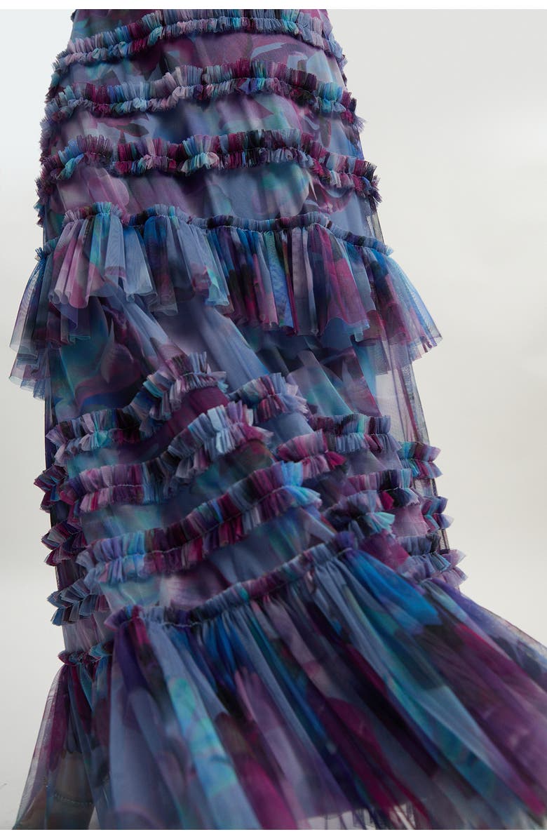 Karen Millen Tulle Layered Halter Neck Maxi Dress, Alternate, color, Floral