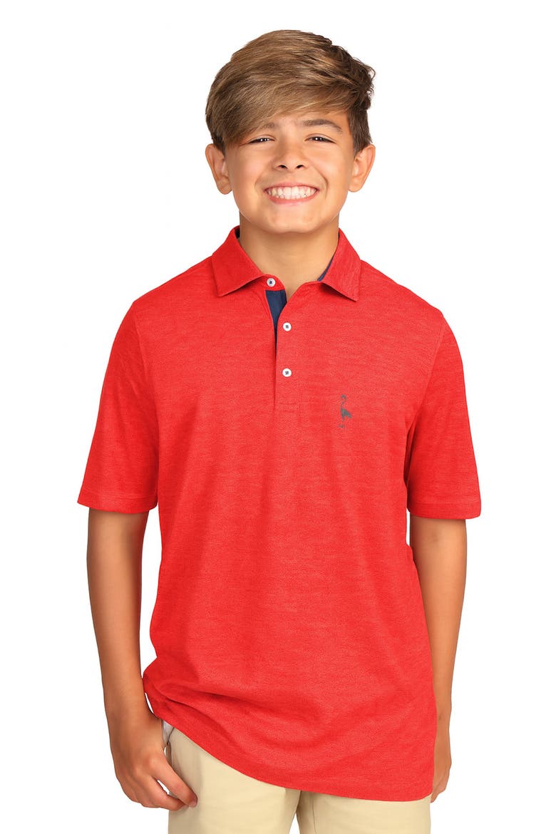 Kids' Perforated Mesh Polo, Main, color, SUNWASHED RED