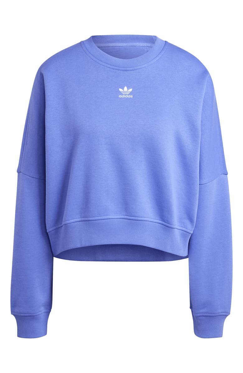 adidas Trefoil Essentials Crewneck Sweatshirt, Alternate, color, Semi Cobalt Blue