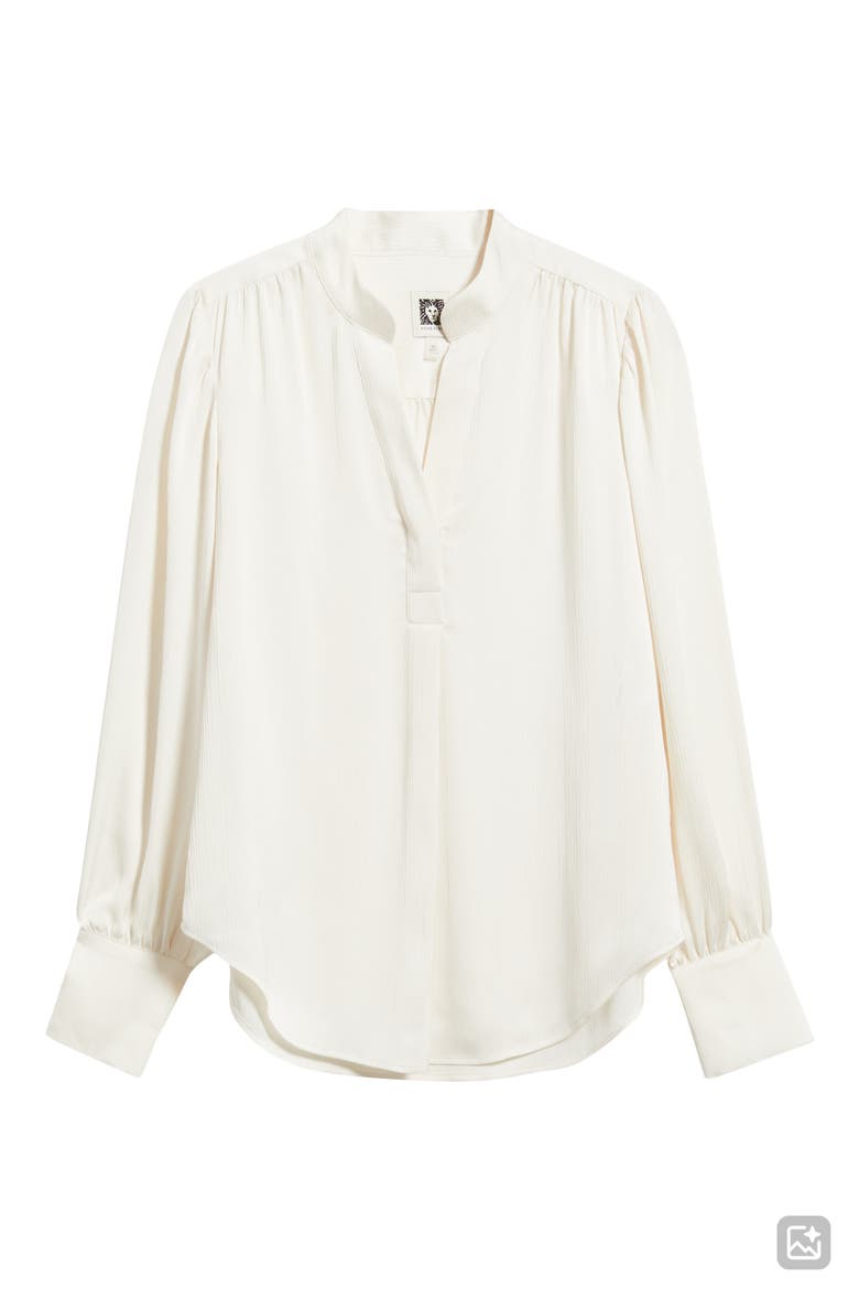 Textured Crepe Long Sleeve Top, Alternate, color, WHITE DOVE