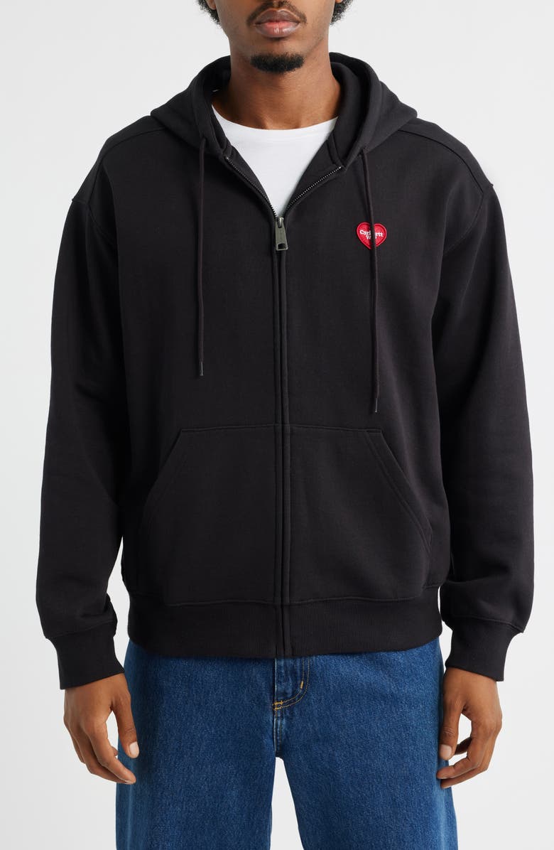 Carhartt Work In Progress Heart II Hartt Zip-Up Graphic Hoodie, Alternate, color, Black