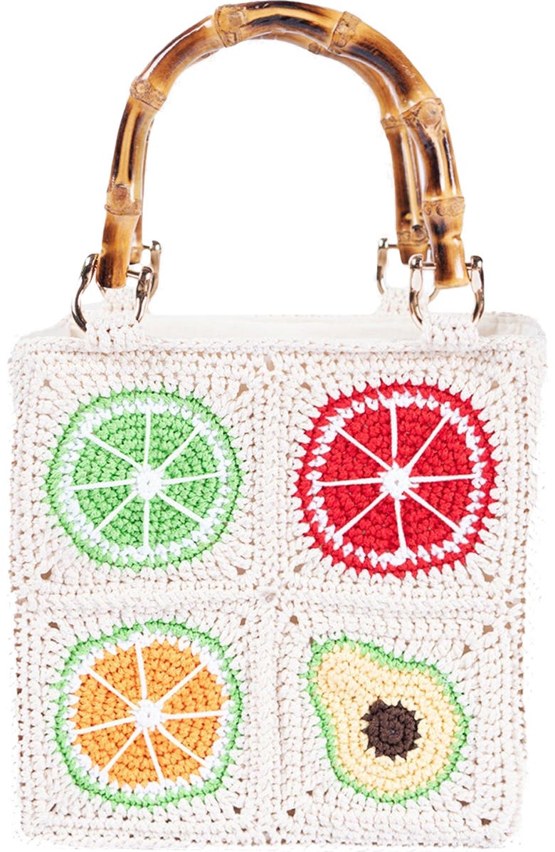 Jelavu Tutti Fruitti Bamboo Top Handle Bag, Main, color, Multi