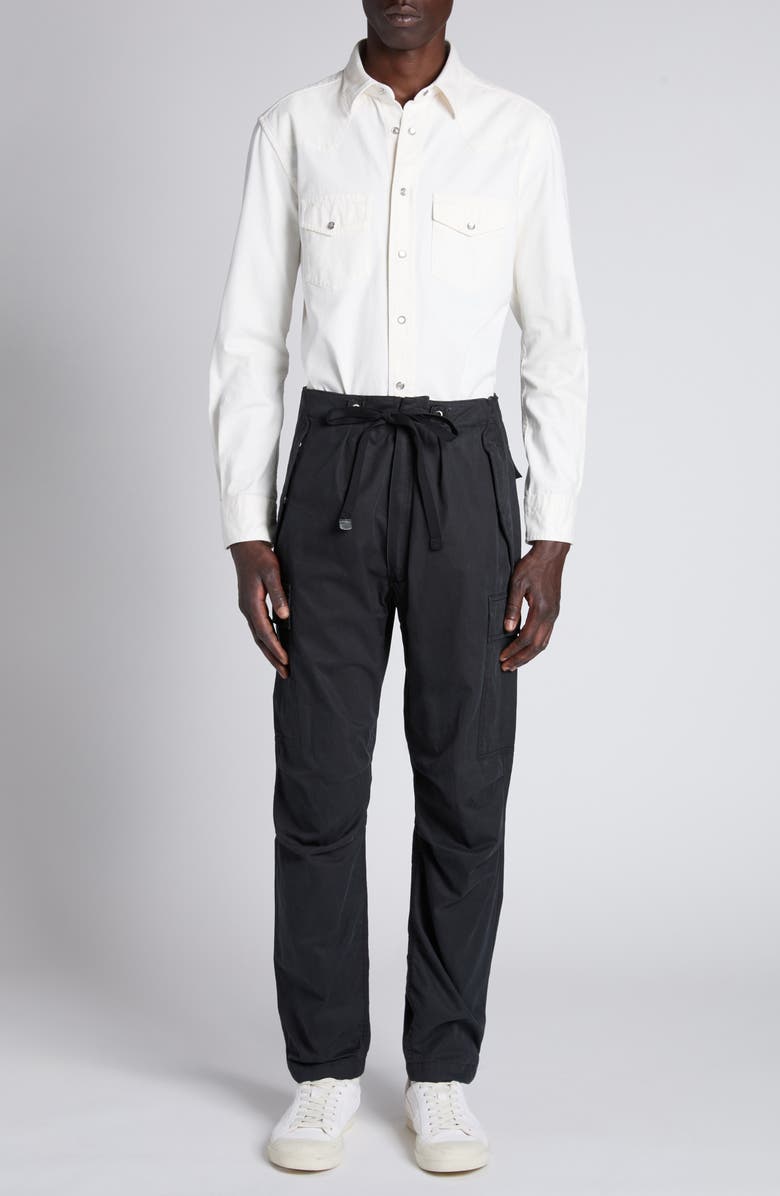 TOM FORD Peached Cotton Twill Western Shirt, Alternate, color, Aw004 Ivory
