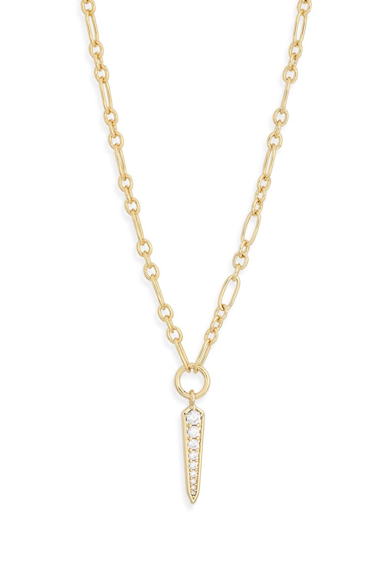 Fate Short Pendant Necklace, Main, color, GOLD WHITE CZ