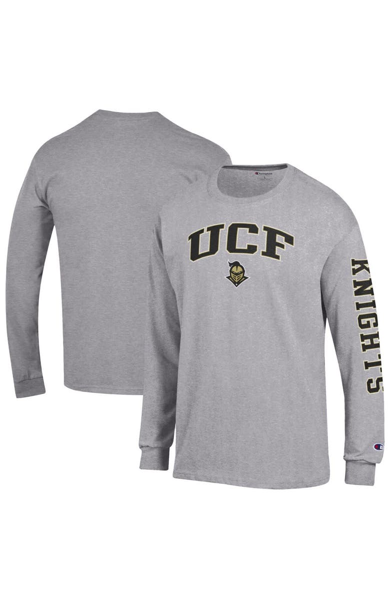 Champion Men's Champion Heather Gray UCF Knights Arch Over Logo 2-Hit Long Sleeve T-Shirt, Main, color, Heather Gray