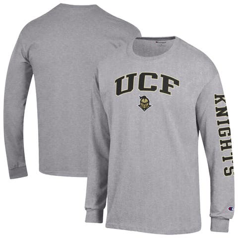 Men's Champion  Heather Gray UCF Knights Arch Over Logo 2-Hit Long Sleeve T-Shirt