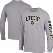 Champion Men's Champion Heather Gray UCF Knights Arch Over Logo 2-Hit Long Sleeve T-Shirt