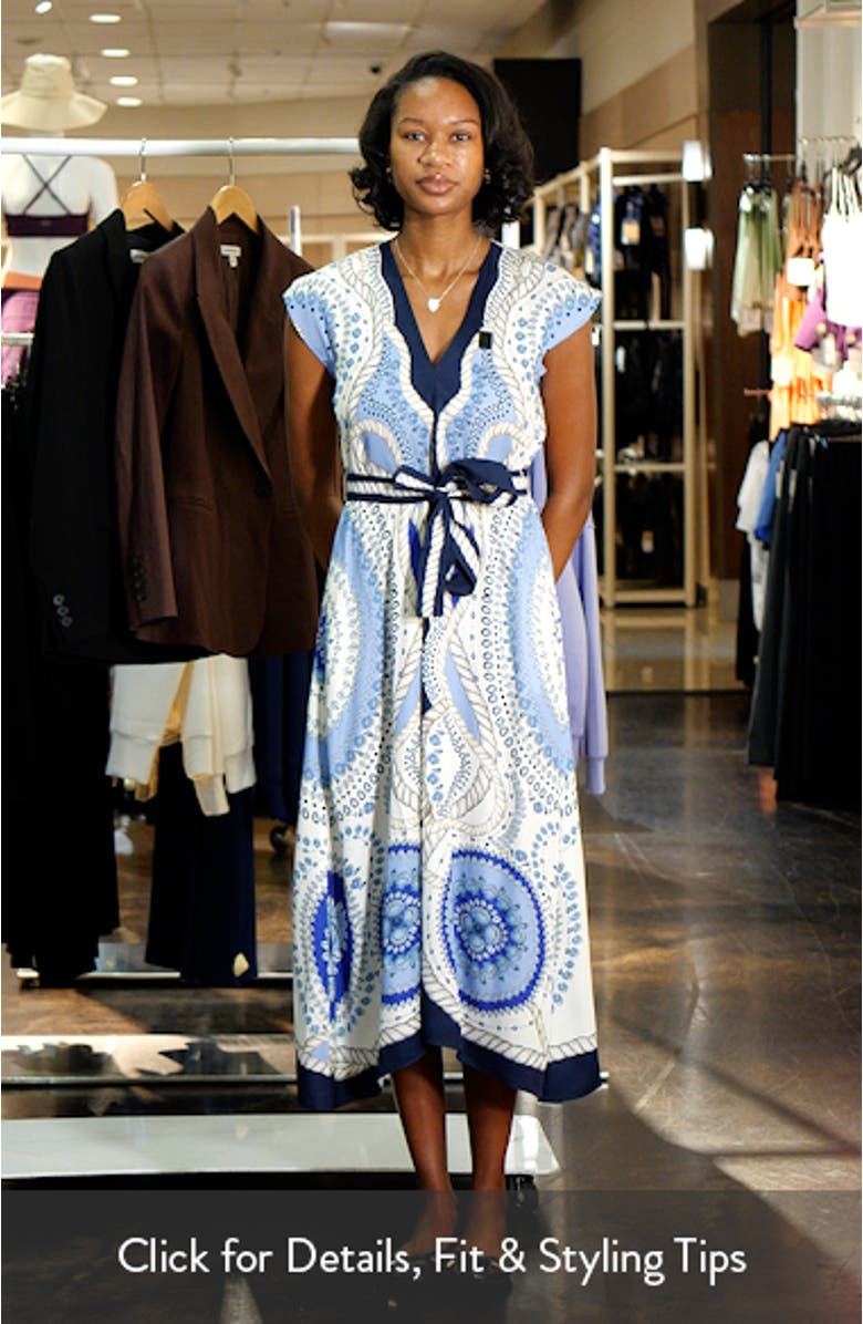 Heidi Scarf Print Belted Midi Dress, sales video thumbnail