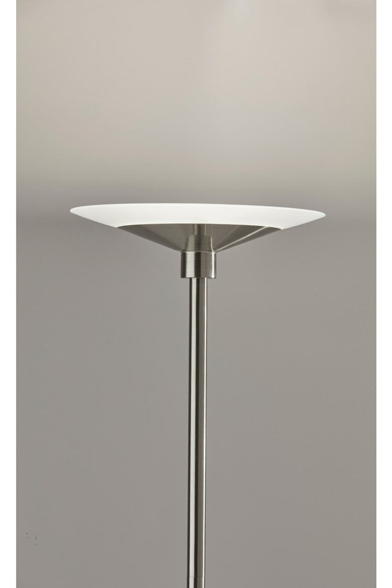 Solar LED Torchiere Floor Lamp, Alternate, color, BRUSHED STEEL