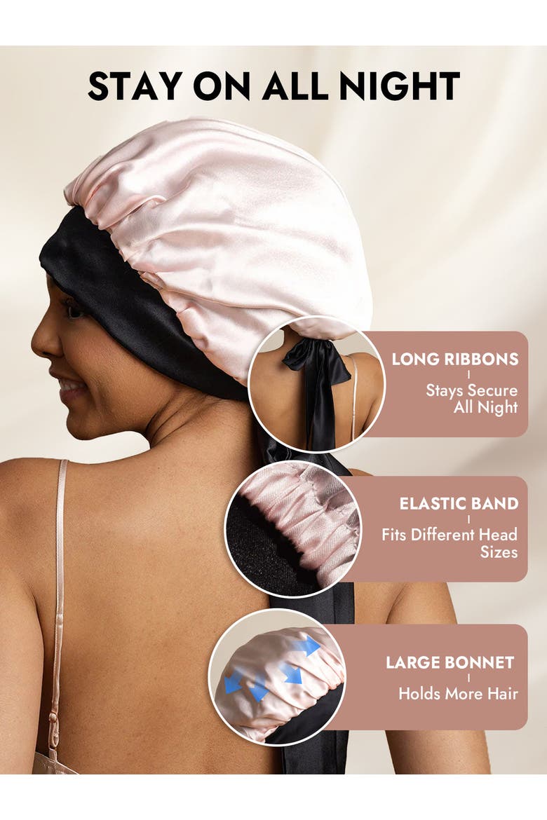 Women's Silk Casual Bonnet with Long Ribbons, Alternate, color, Pink