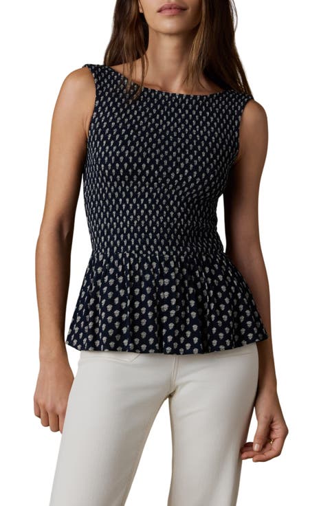 Sophia Sleeveless Smocked Peplum Top