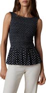 Faherty Sophia Sleeveless Smocked Peplum Top