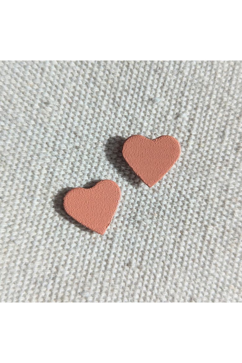 Heart Earrings, Alternate, color, Coral