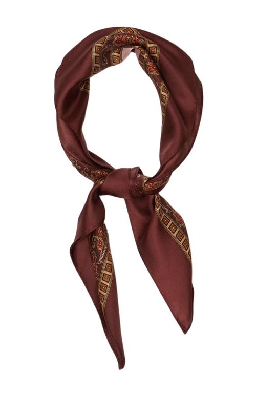Sandro Placed Print Silk Bandana Scarf In Brown