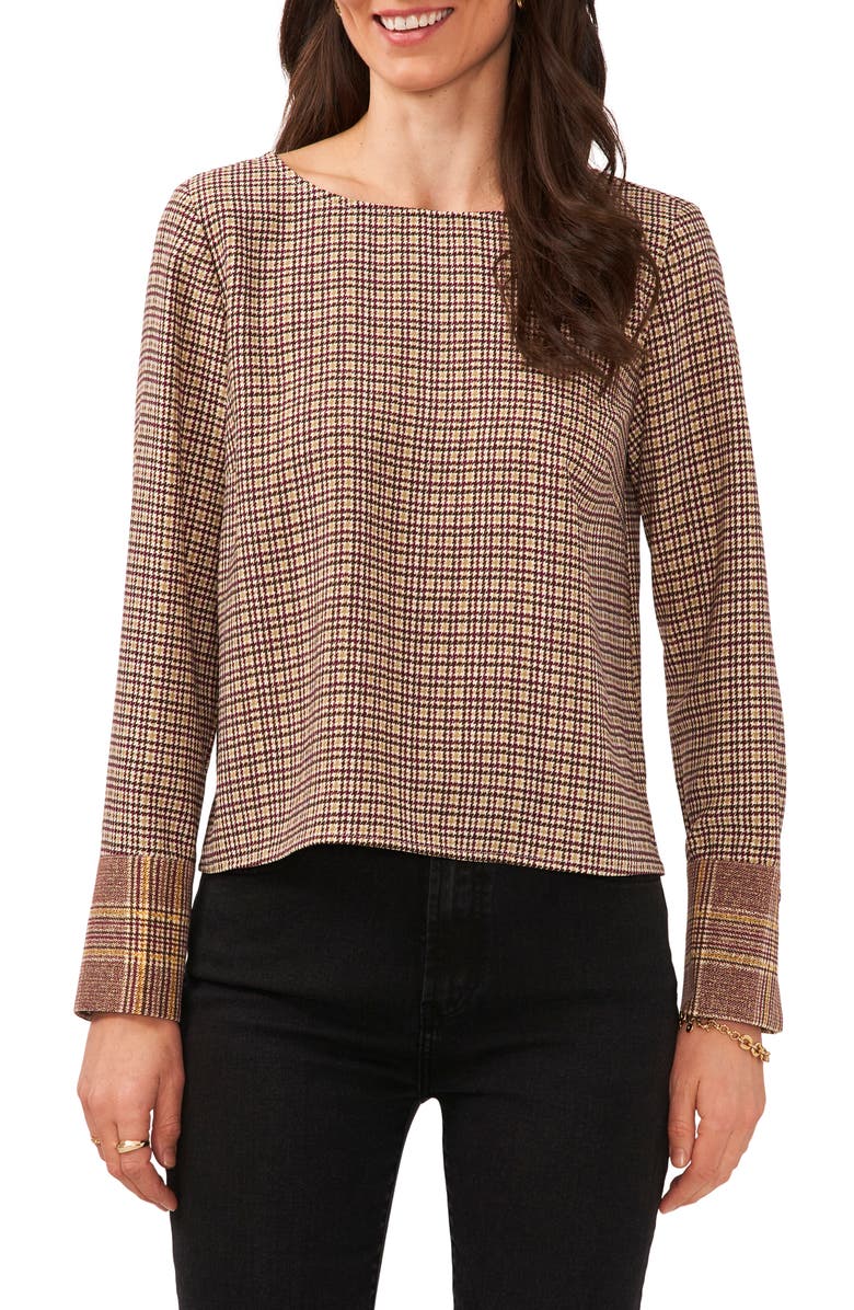 Vince Camuto Plaid Blouse, Main, color, 
