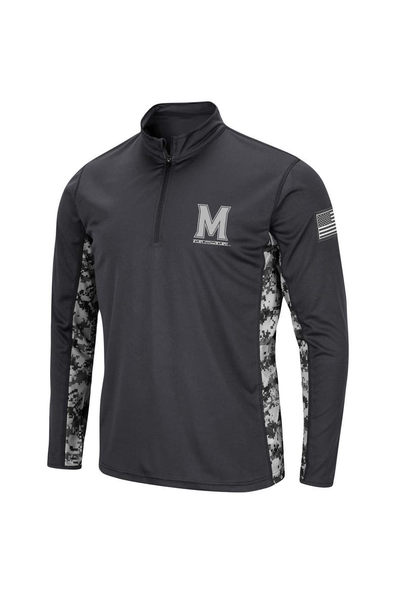 Men's Colosseum Charcoal Maryland Terrapins OHT Military Appreciation Digital Camo Lightweight Quarter-Zip Pullover, Alternate, color, Charcoal
