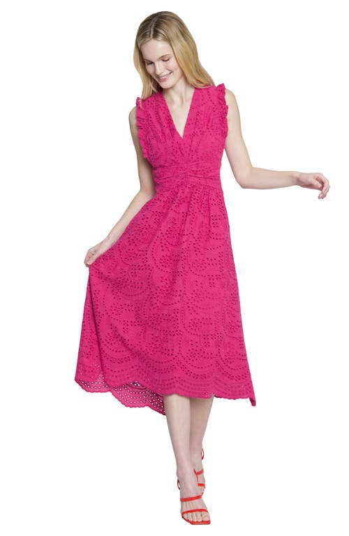 Maggy London Sleeveless Embroidered Eyelet Midi Dress