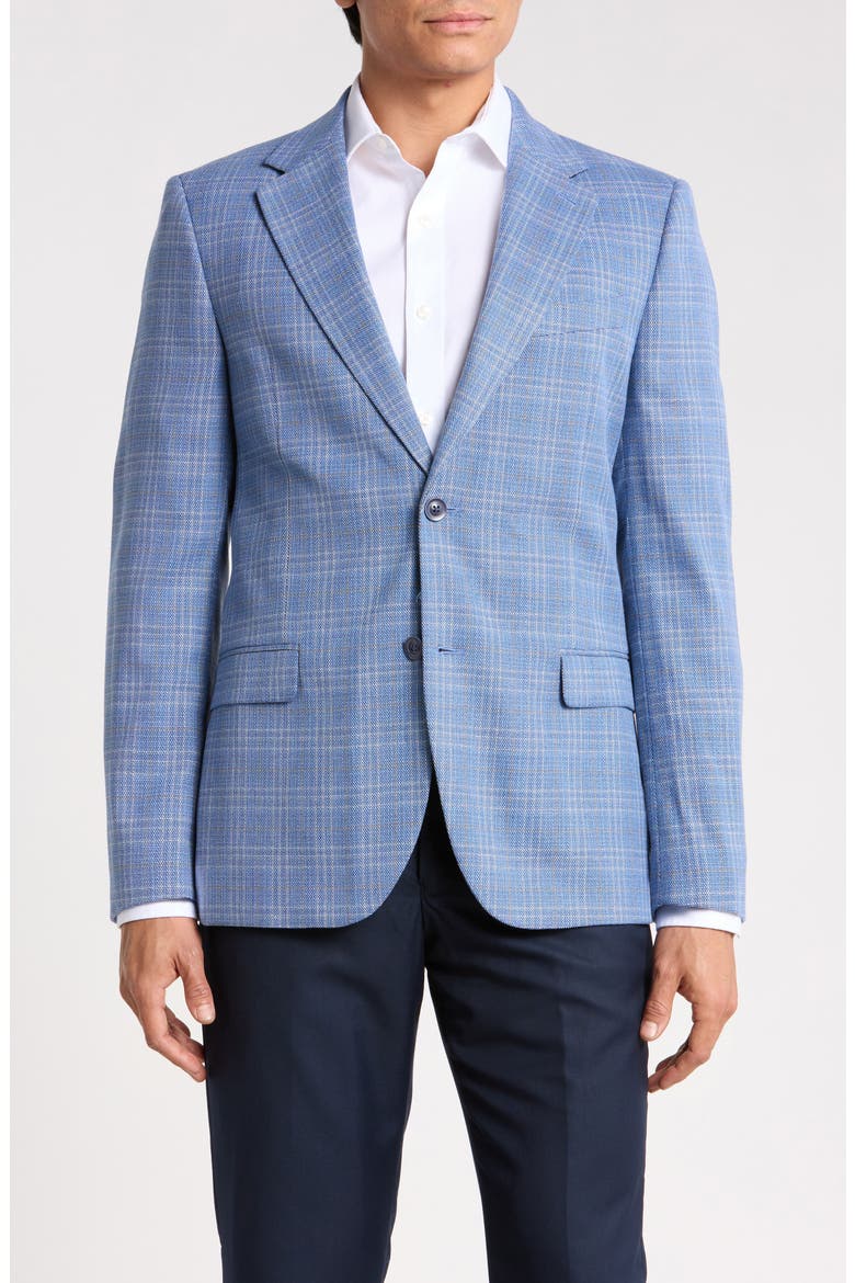 Plaid Stretch Sport Coat, Main, color, BLUE