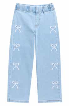 GOGO STAR Kids' Embroidered Bow Pull-On Jeans