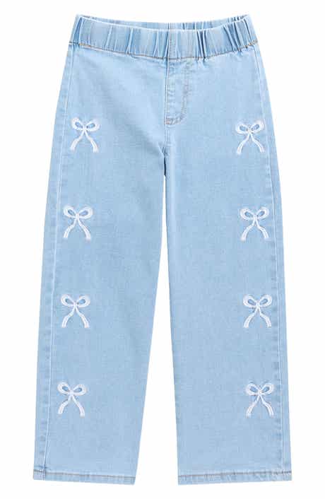 GOGO STAR Kids' Embroidered Bow Pull-On Jeans