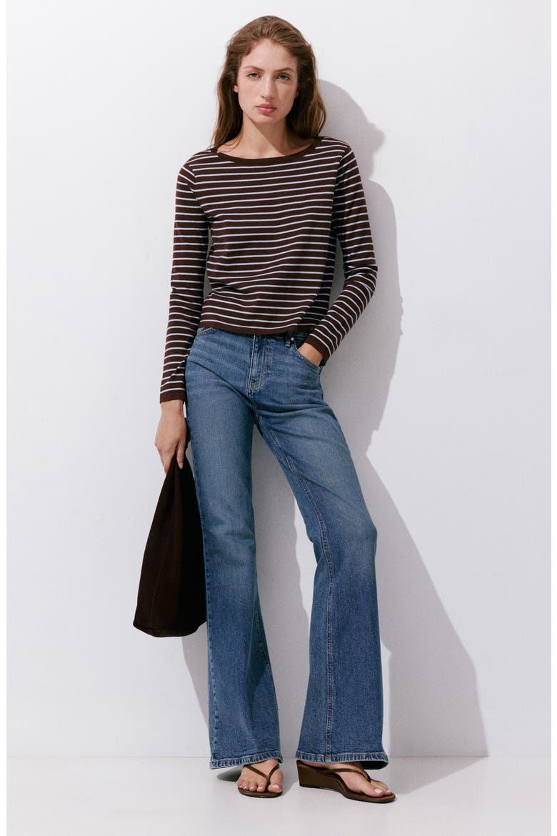 Basikina Stripe Sweater, Alternate, color, CHOCOLATE