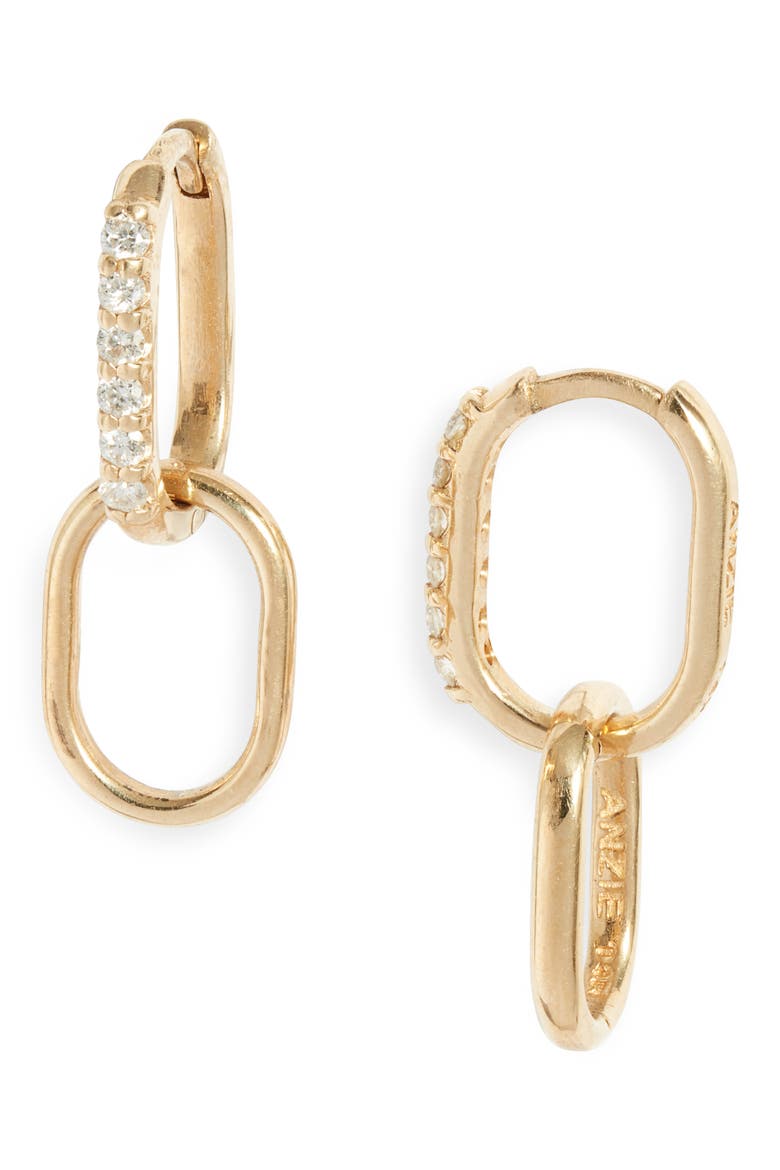 Diamond Pavé Paper Clip Hoop Earrings, Main, color, YELLOW GOLD
