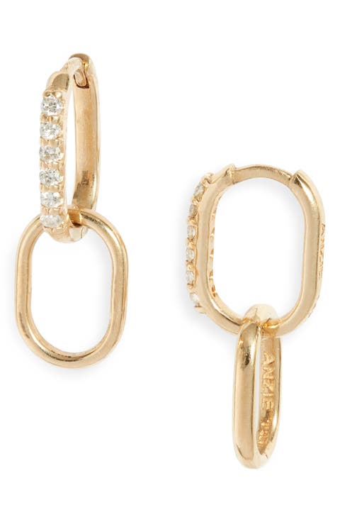 Diamond Pavé Paper Clip Hoop Earrings