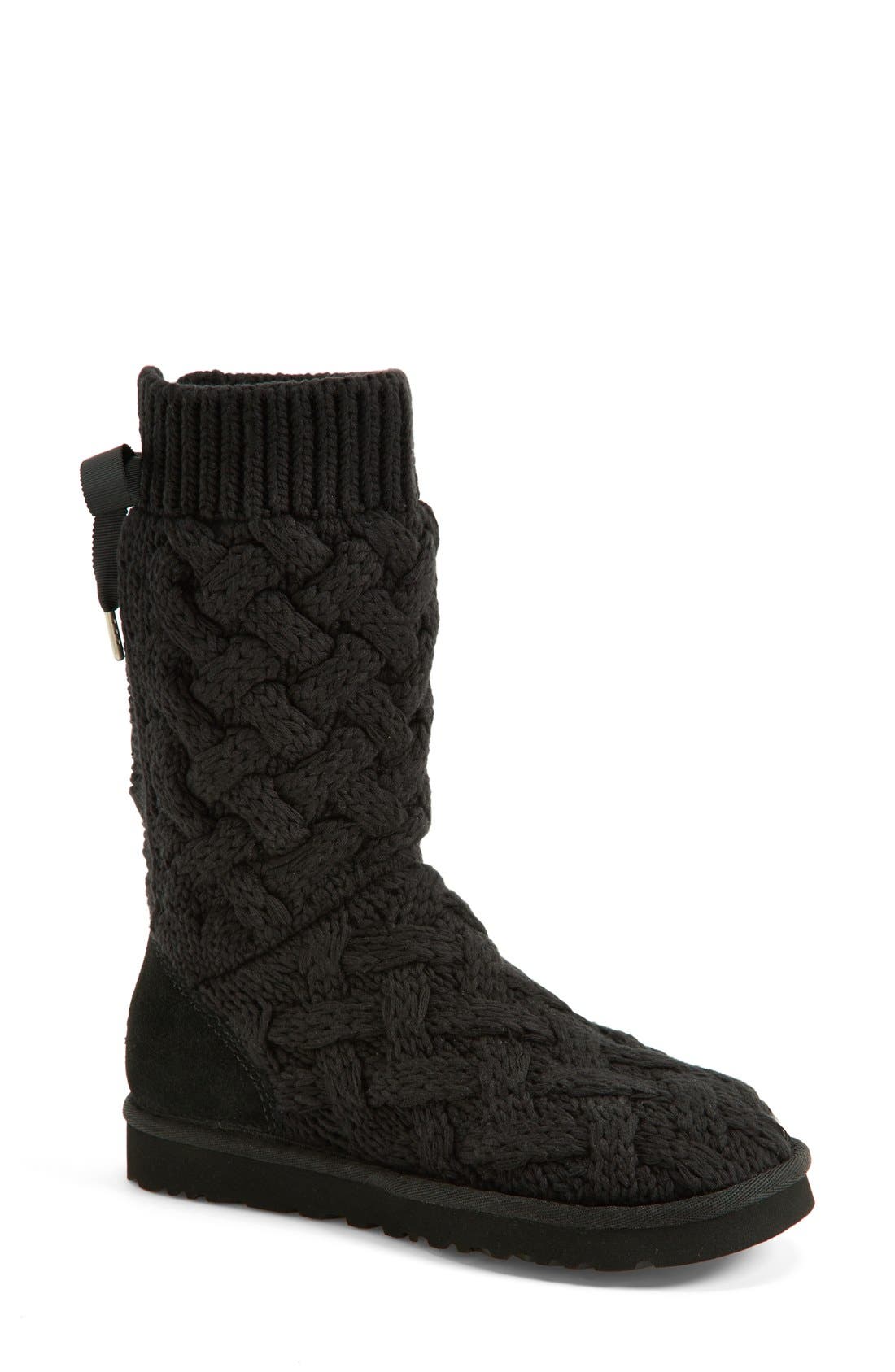 Australia 'Blythe' Knit Boot, Main, color, BLACK KNIT