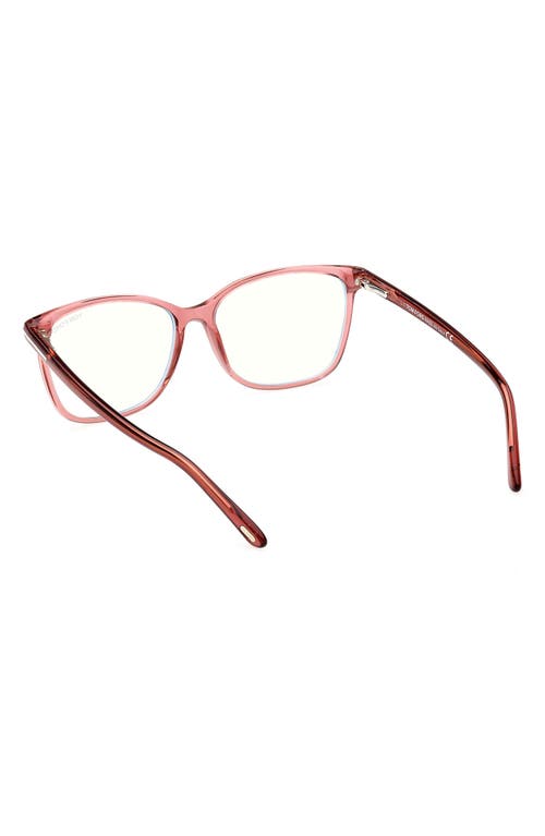 Tom Ford 56mm Rectangular Blue Light Blocking Glasses In Pink