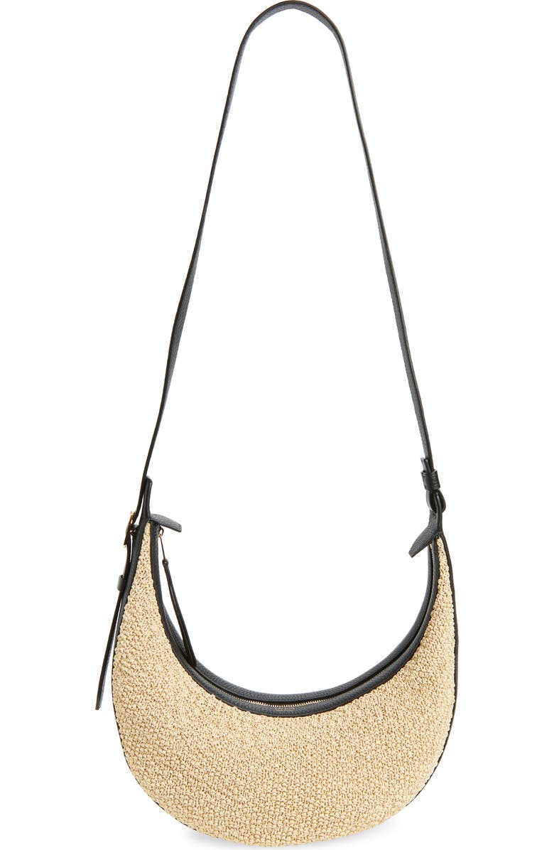 Khaite Small Augustina Crocheted Raffia Hobo Bag, Main, color, 367 Black / Natural