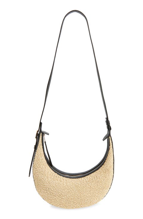 Small Augustina Crocheted Raffia Hobo Bag