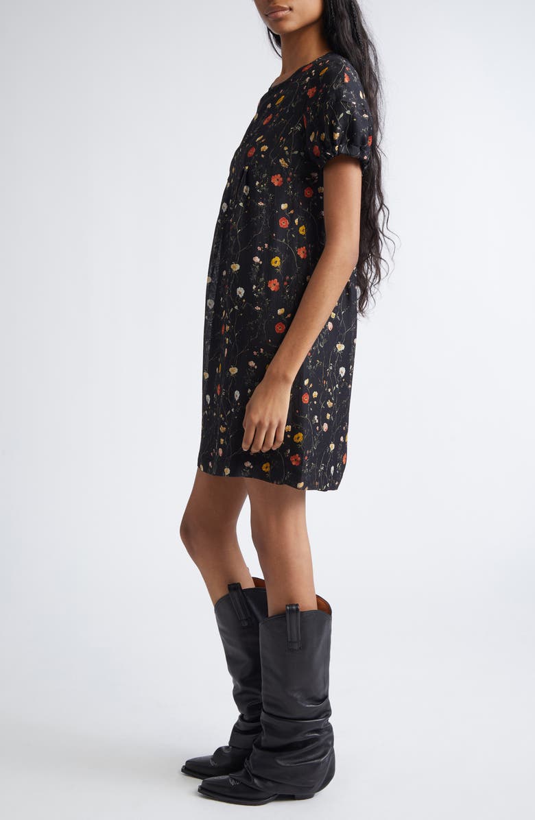 R13 Raglan Sleeve Babydoll Dress, Alternate, color, Floral On Black