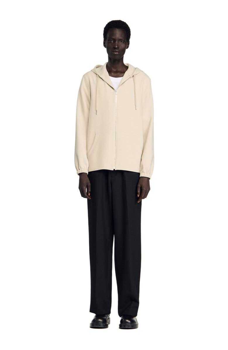 SANDRO Hooded shirt jacket, Main, color, Putty